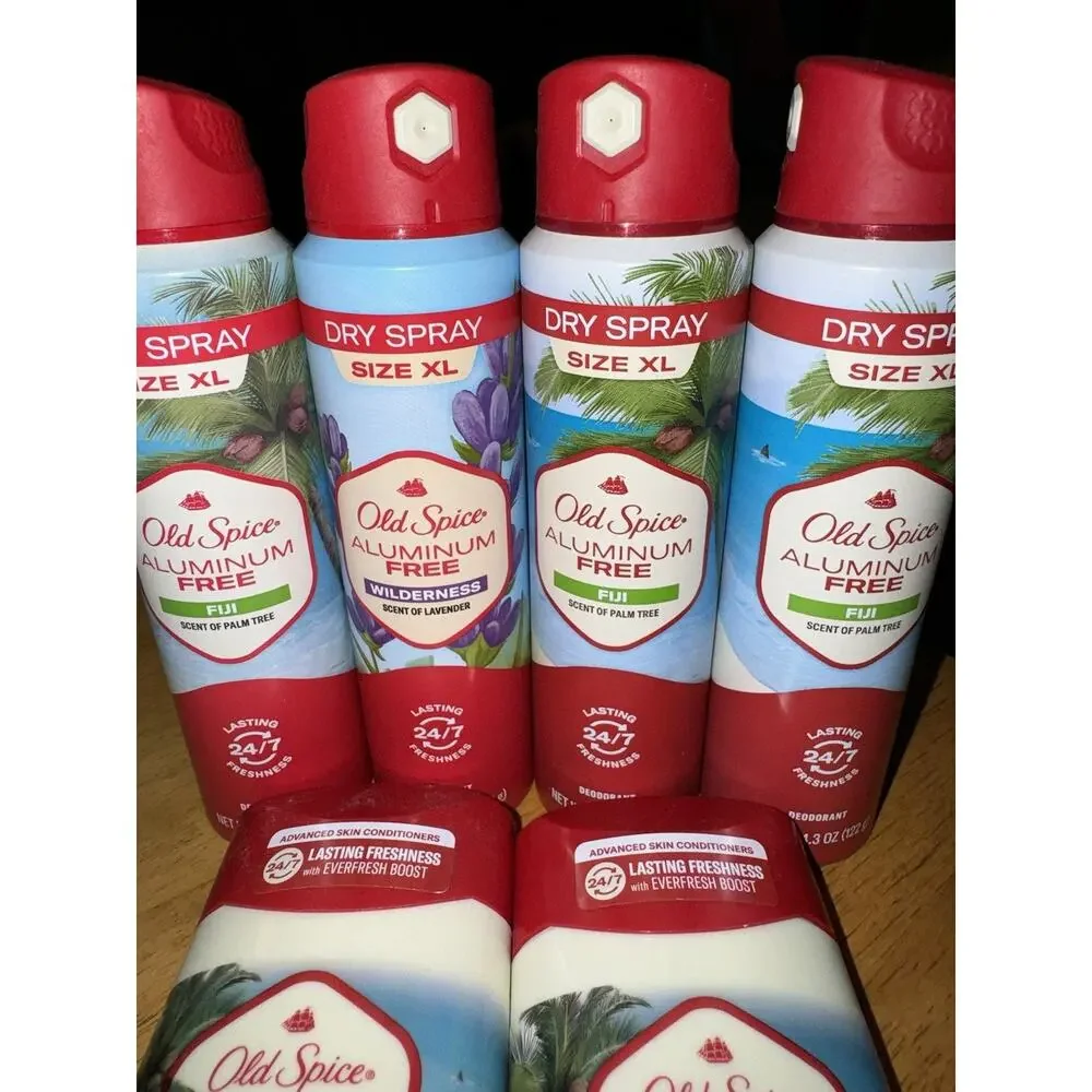 4 Pack Old Spice FIJI Deodorant Dry Spray XL Aluminum-Free 4.3 oz 2 Deodorant